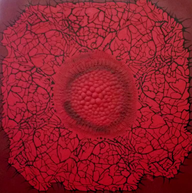 Rote Blume 80×80 April 2017